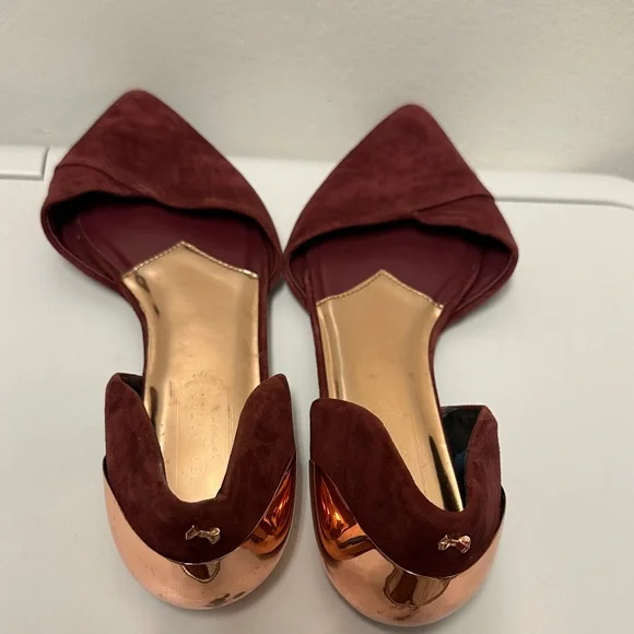 Ted Baker London Burgundy Flats, very comfortable flats. Pre-Owned, Size : 8 - Picture 7 of 10